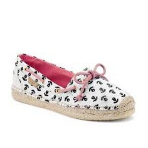 Sperry Katama espadrille slip on shoes suede casual anchor print canvas womens 8